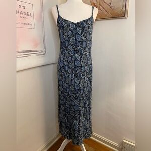 Old Navy Spaghetti Strap Sundress Maxi Length Blue Paisley Size 8